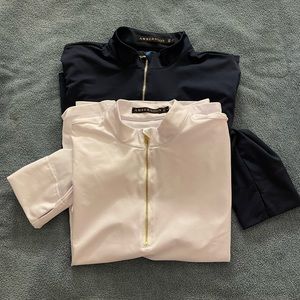 Ambernoon Large  SPF protection pullover 1/2 gold zip top thumb holes.